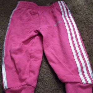 Baby Adidas pink w/silver stripe sweatpants 12mos